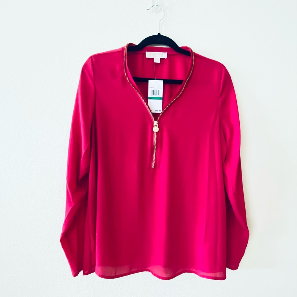 MICHEAL KORS NWT Basics Zipper Neckline Blouse 🌺